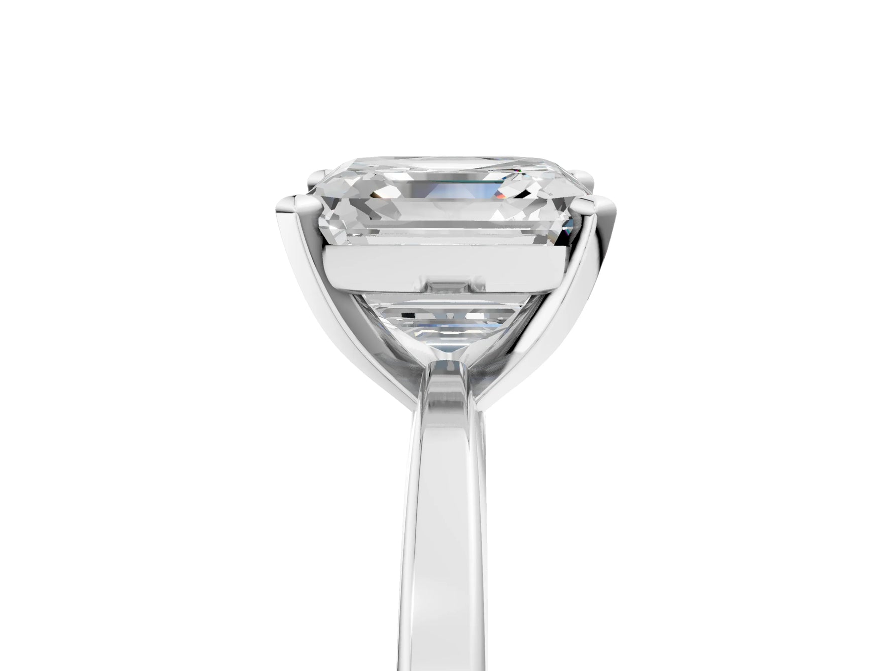 Asscher Cut Diamond Solitaire Engagement Ring in White gold with Prong Setting_23