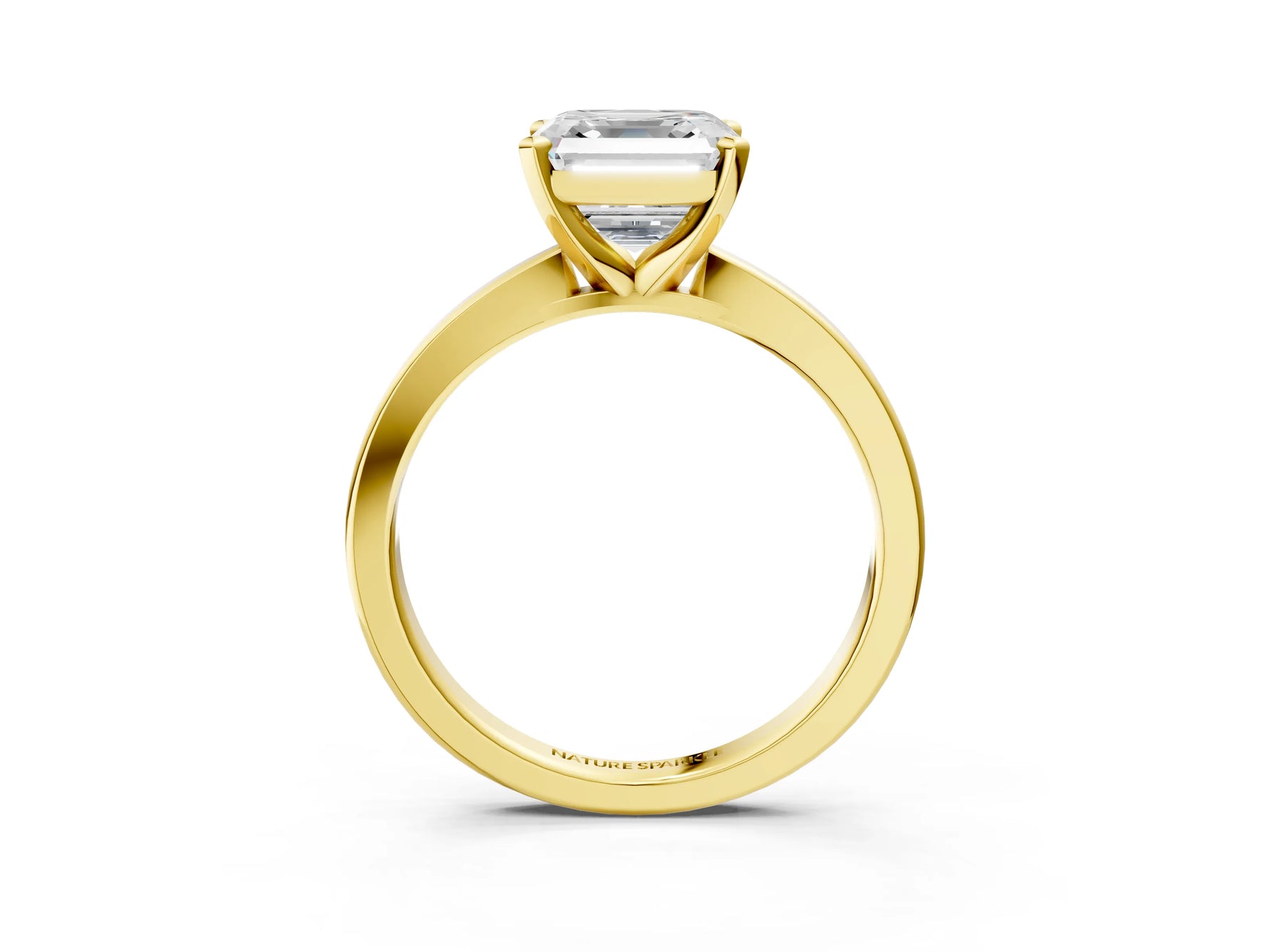 Asscher Cut Diamond Solitaire Engagement Ring in Yellow gold with Prong Setting_21