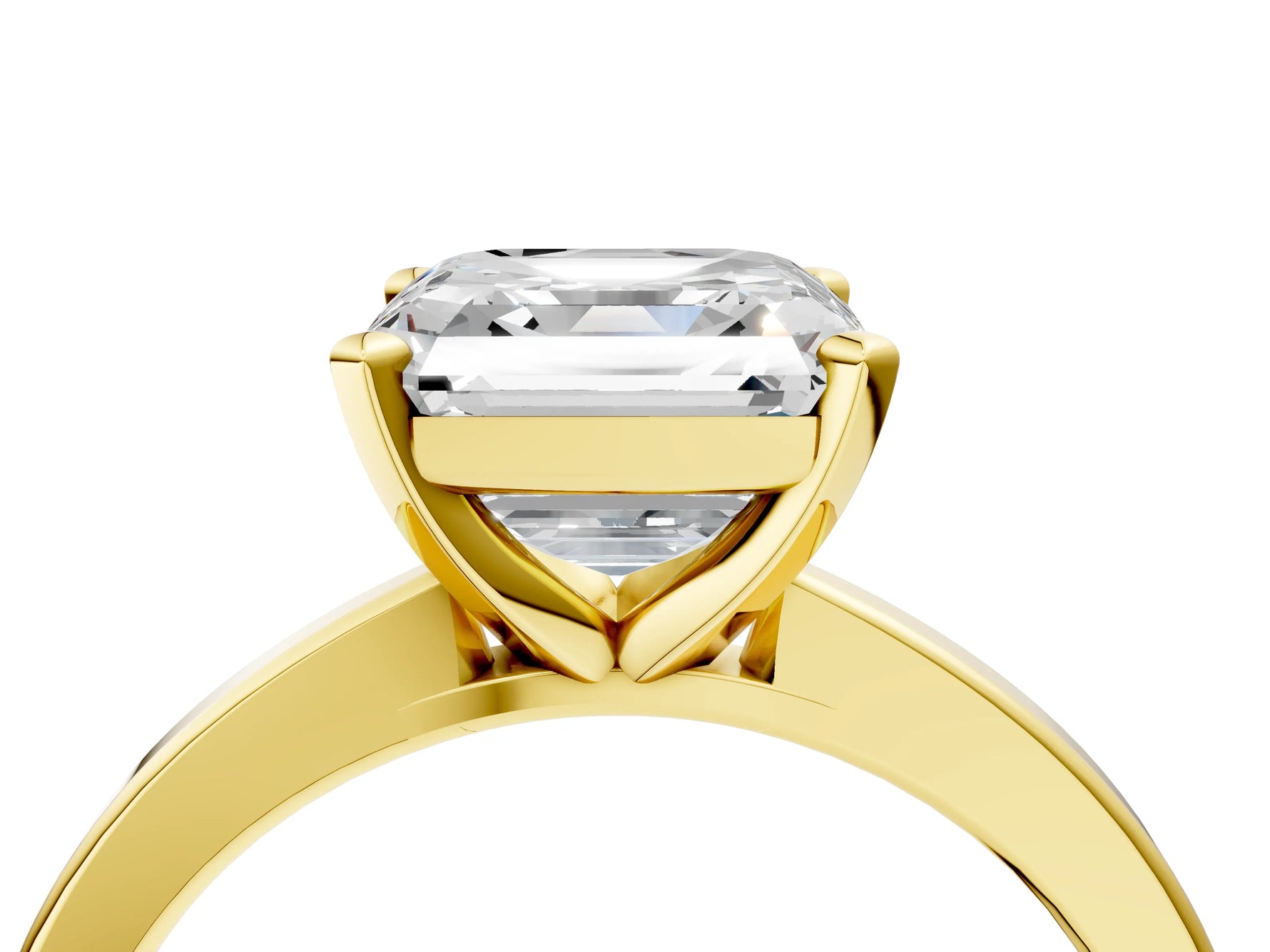 Asscher Cut Diamond Solitaire Engagement Ring in Yellow gold with Prong Setting_22