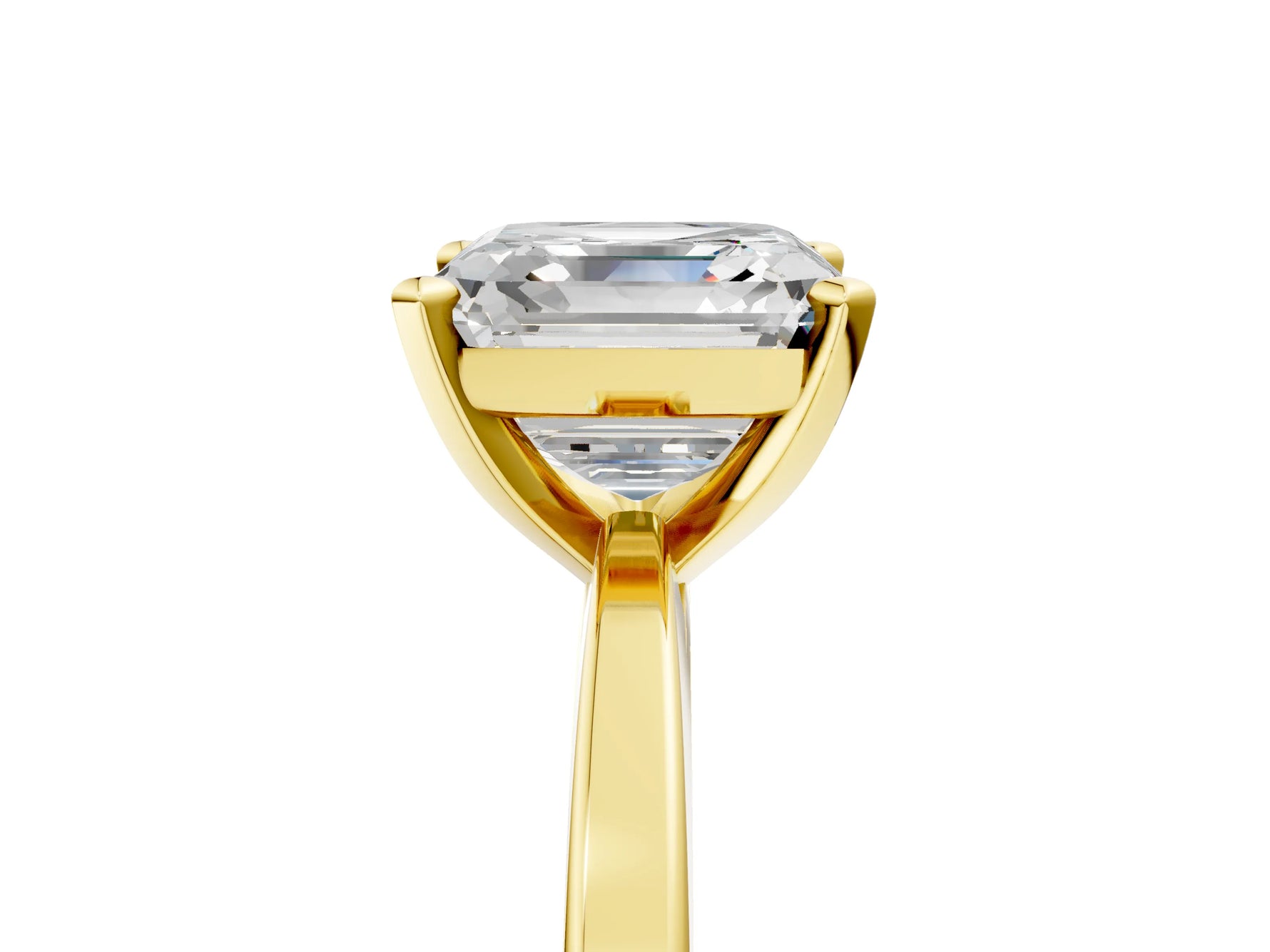 Asscher Cut Diamond Solitaire Engagement Ring in Yellow gold with Prong Setting_23