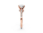 Asscher Cut Diamond Solitaire Ring in Rose gold with Crossover Gallery and Round Pavé Band_2