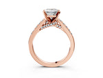Asscher Cut Diamond Solitaire Ring in Rose gold with Crossover Gallery and Round Pavé Band_3