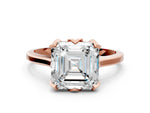 Asscher Cut Diamond Solitaire Ring in Rose gold with Flower Prong Setting_18