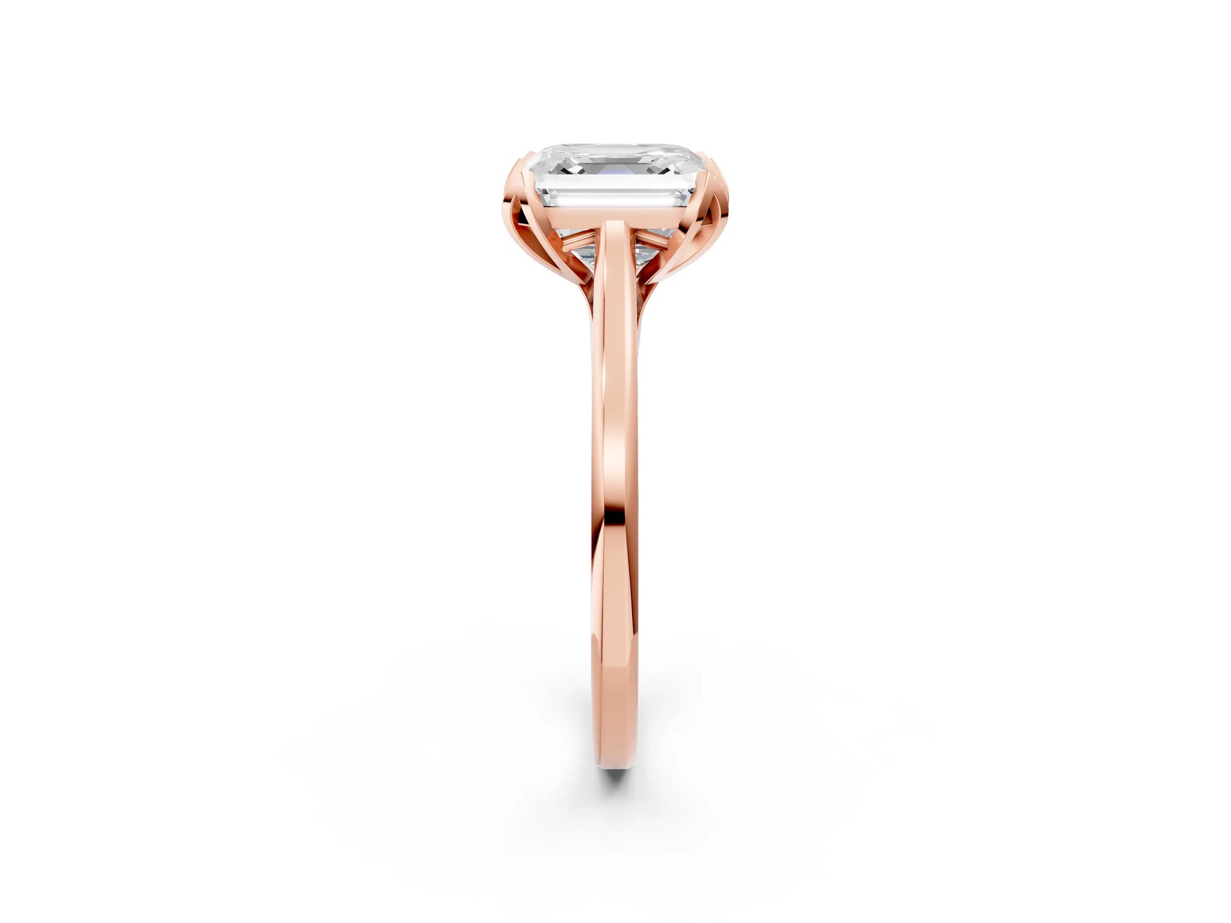 Asscher Cut Diamond Solitaire Ring in Rose gold with Flower Prong Setting_20