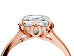 Asscher Cut Diamond Solitaire Ring in Rose gold with Flower Prong Setting_22