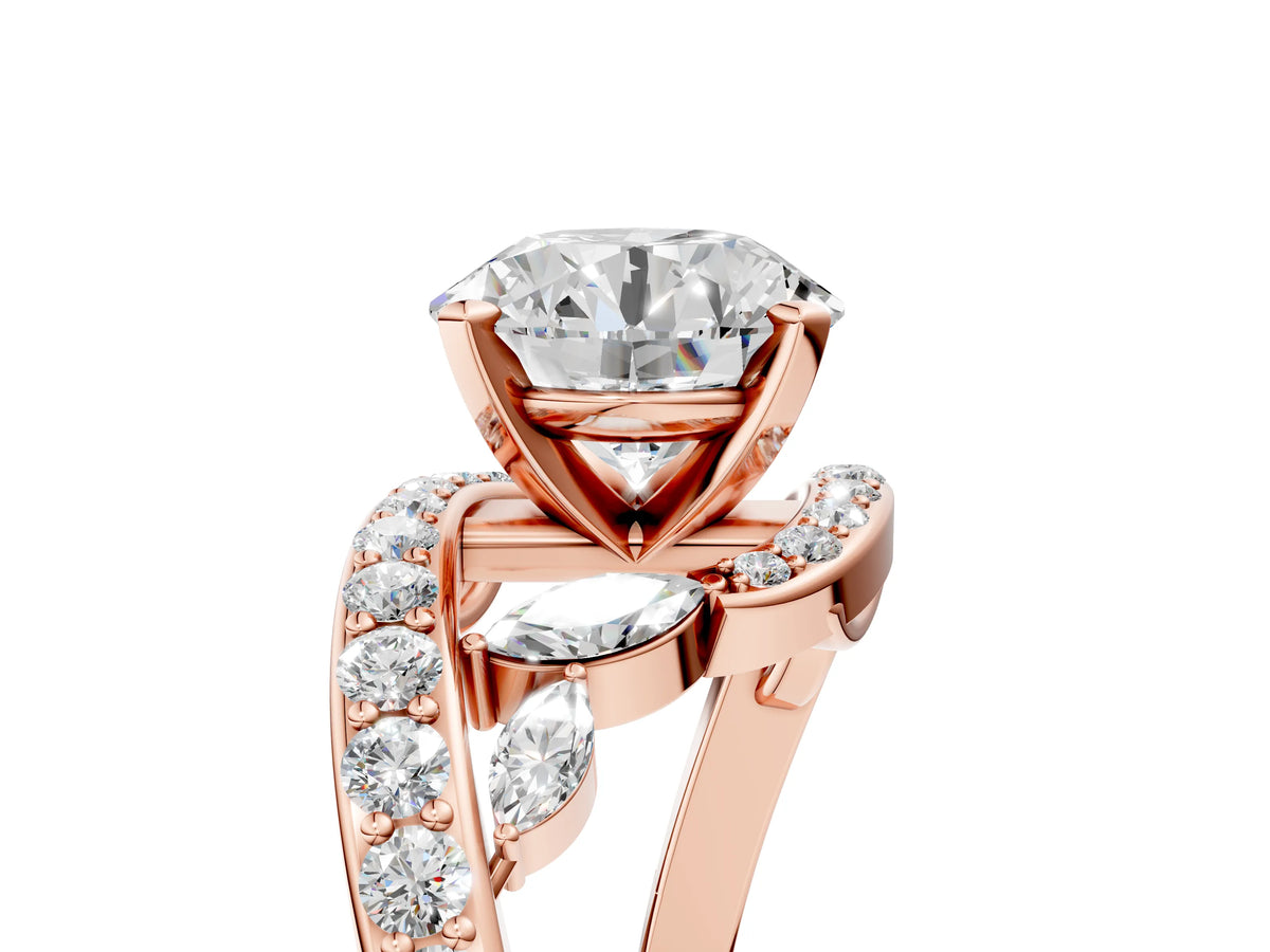 Asscher Cut Diamond Solitaire Ring in Rose gold with Pavé Twist Band and Prong Setting_5