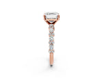 Asscher Cut Diamond Solitaire Ring in Rose gold with Pear and Round Cluster Band_14