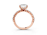 Asscher Cut Diamond Solitaire Ring in Rose gold with Pear and Round Cluster Band_15