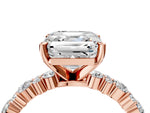 Asscher Cut Diamond Solitaire Ring in Rose gold with Pear and Round Cluster Band_16