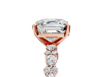 Asscher Cut Diamond Solitaire Ring in Rose gold with Pear and Round Cluster Band_17