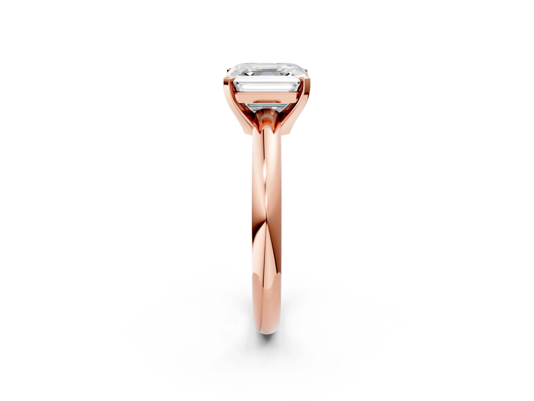 Asscher Cut Diamond Solitaire Ring in Rose gold with Prong Setting and Rounded Band_20