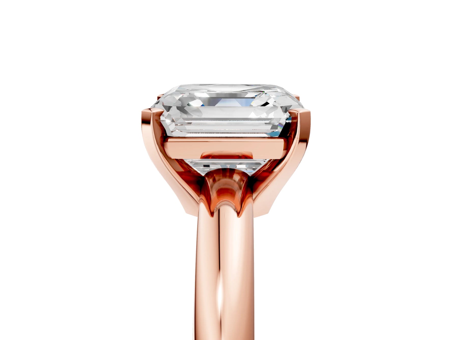 Asscher Cut Diamond Solitaire Ring in Rose gold with Prong Setting and Rounded Band_23