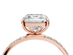 Asscher Cut Diamond Solitaire Ring in Rose gold with Round Pavé Band_10