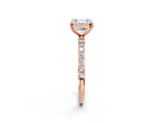 Asscher Cut Diamond Solitaire Ring in Rose gold with Round Pavé Band_32