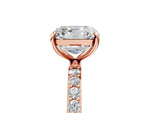 Asscher Cut Diamond Solitaire Ring in Rose gold with Round Pavé Band_35