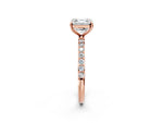 Asscher Cut Diamond Solitaire Ring in Rose gold with Round Pavé Band_8