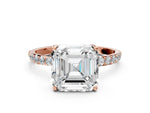 Asscher Cut Diamond Solitaire Ring in Rose gold with Round Shared Prong Pavé Band_18