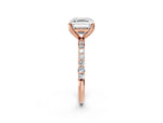 Asscher Cut Diamond Solitaire Ring in Rose gold with Round Shared Prong Pavé Band_20