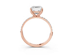 Asscher Cut Diamond Solitaire Ring in Rose gold with Round Shared Prong Pavé Band_21