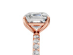 Asscher Cut Diamond Solitaire Ring in Rose gold with Round Shared Prong Pavé Band_23