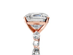 Asscher Cut Diamond Solitaire Ring in Rose gold with Shared Prong Marquise and Round Side Stones_17