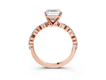 Asscher Cut Diamond Solitaire Ring in Rose gold with Shared Prong Marquise and Round Side Stones_39