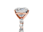 Asscher Cut Diamond Solitaire Ring in Rose gold with Shared Prong Marquise and Round Side Stones_41