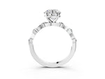Asscher Cut Diamond Solitaire Ring in Silver with Twisted Ribbon Band and Round Accents_63