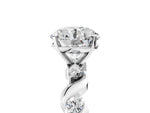 Asscher Cut Diamond Solitaire Ring in Silver with Twisted Ribbon Band and Round Accents_65