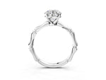 Asscher Cut Diamond Solitaire Ring in White gold with Bamboo-Inspired Band and Prong Setting_33