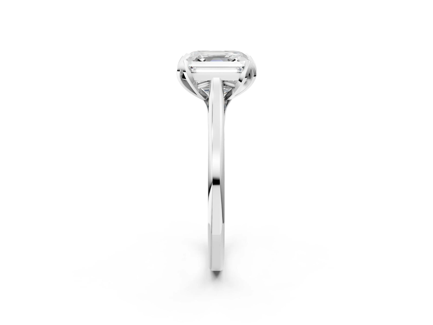 Asscher Cut Diamond Solitaire Ring in White gold with Flower Prong Setting_8