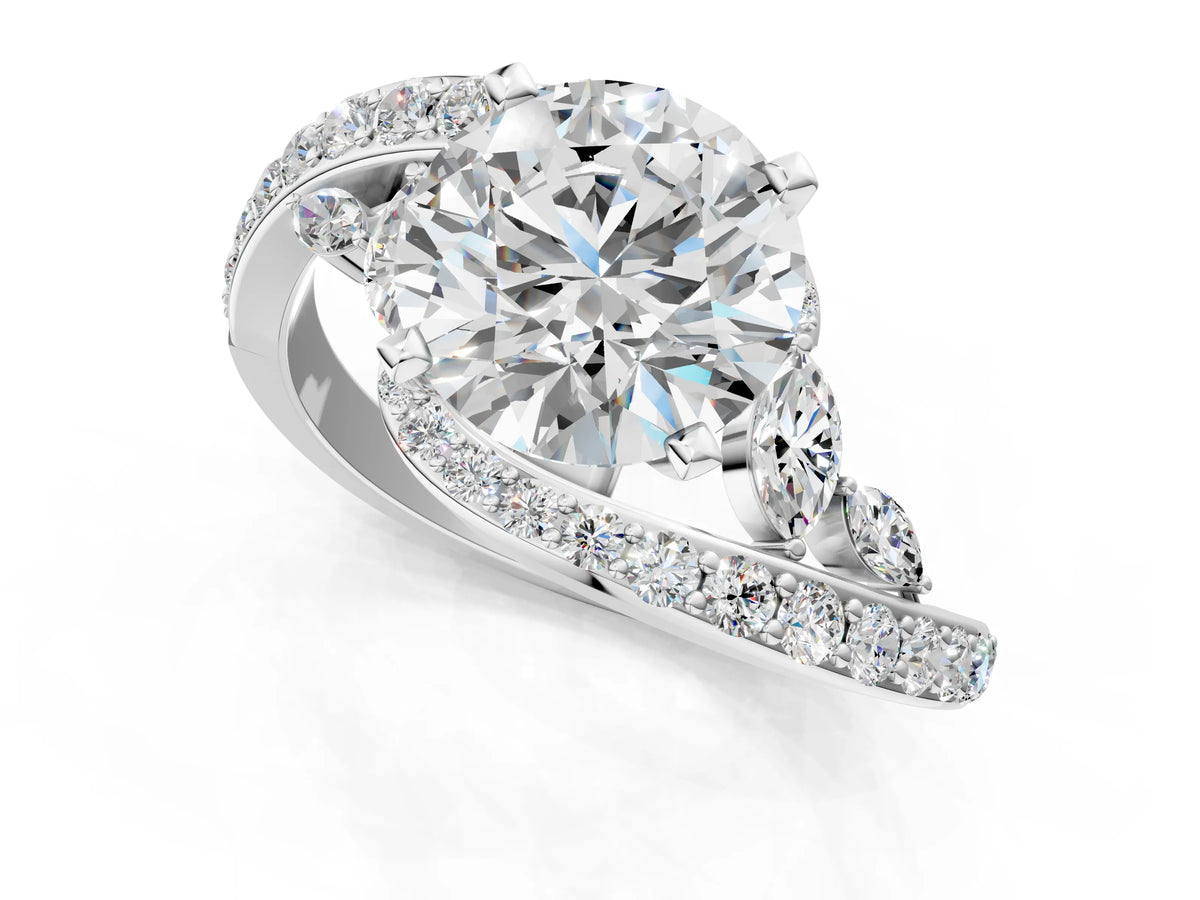Asscher Cut Diamond Solitaire Ring in White gold with Pavé Twist Band and Prong Setting_13