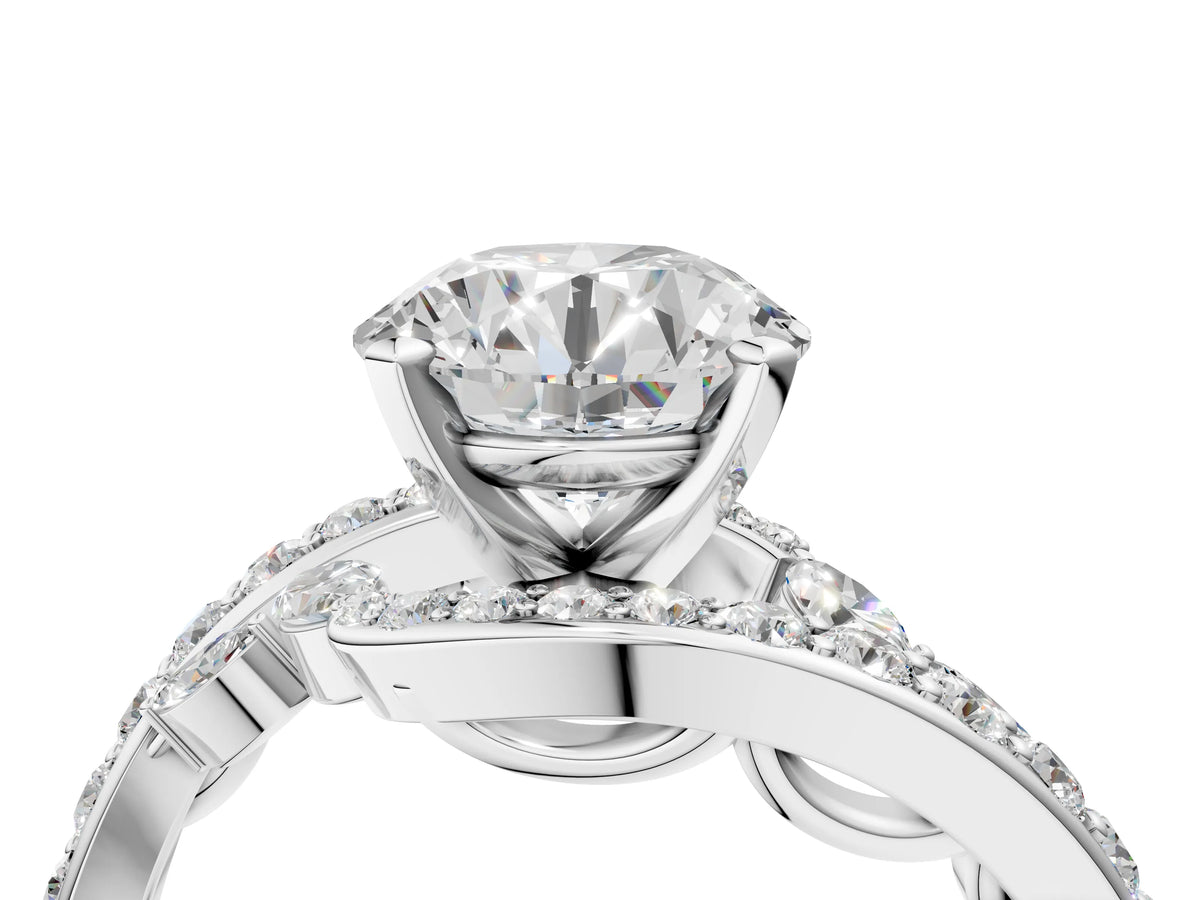 Asscher Cut Diamond Solitaire Ring in White gold with Pavé Twist Band and Prong Setting_16