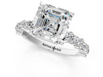 Asscher Cut Diamond Solitaire Ring in White gold with Pear and Round Cluster Band_13