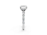 Asscher Cut Diamond Solitaire Ring in White gold with Pear and Round Cluster Band_14