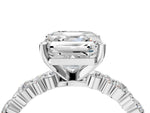 Asscher Cut Diamond Solitaire Ring in White gold with Pear and Round Cluster Band_16