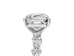 Asscher Cut Diamond Solitaire Ring in White gold with Pear and Round Cluster Band_17