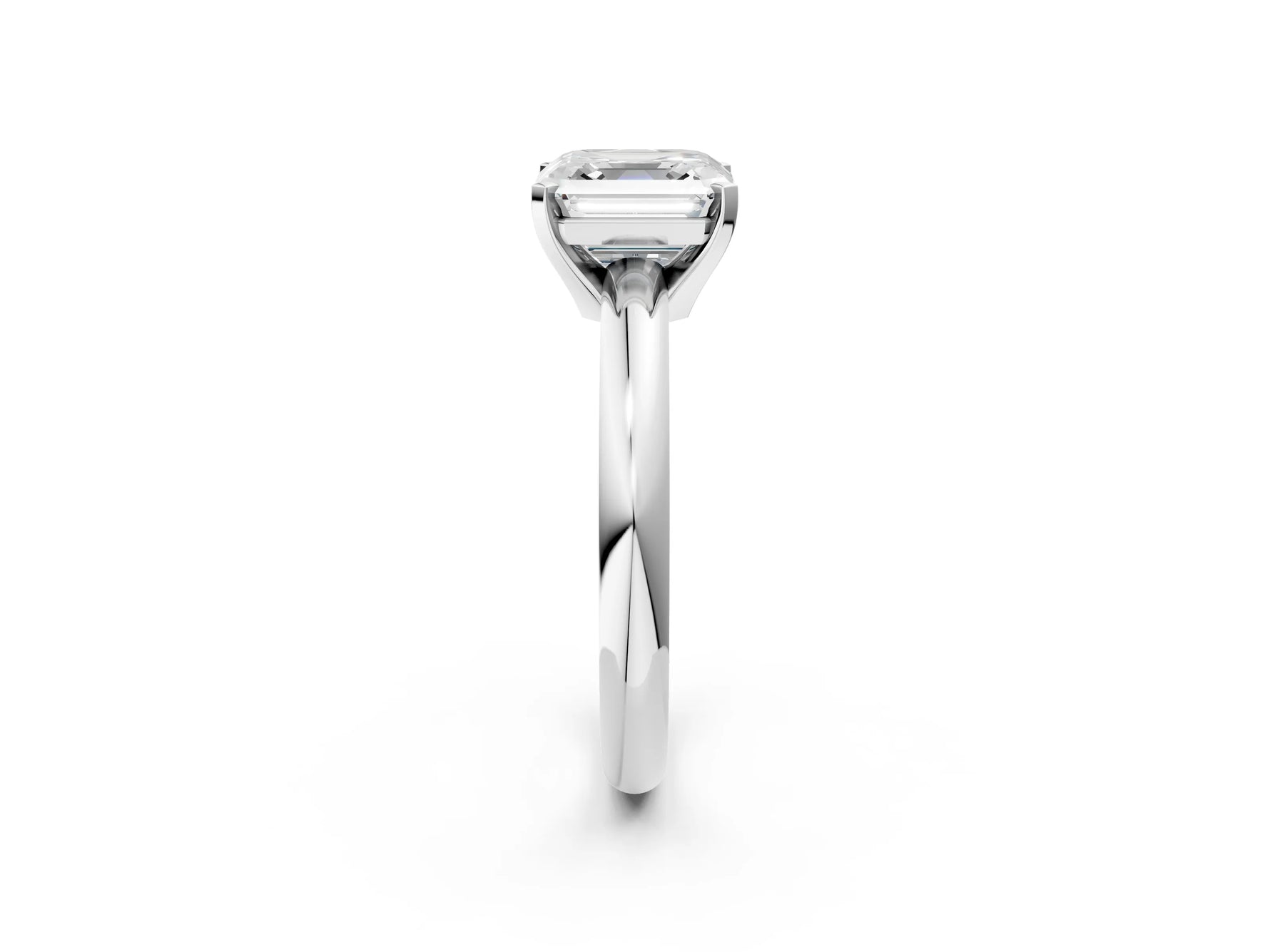 Asscher Cut Diamond Solitaire Ring in White gold with Prong Setting and Rounded Band_20