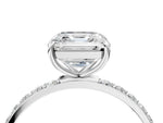 Asscher Cut Diamond Solitaire Ring in White gold with Round Pavé Band_10