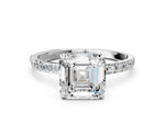 Asscher Cut Diamond Solitaire Ring in White gold with Round Pavé Band_6
