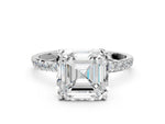 Asscher Cut Diamond Solitaire Ring in White gold with Round Shared Prong Pavé Band_12
