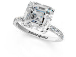 Asscher Cut Diamond Solitaire Ring in White gold with Round Shared Prong Pavé Band_13