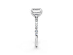 Asscher Cut Diamond Solitaire Ring in White gold with Round Shared Prong Pavé Band_14