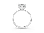 Asscher Cut Diamond Solitaire Ring in White gold with Round Shared Prong Pavé Band_15
