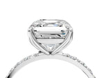Asscher Cut Diamond Solitaire Ring in White gold with Round Shared Prong Pavé Band_16