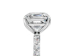 Asscher Cut Diamond Solitaire Ring in White gold with Round Shared Prong Pavé Band_17