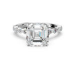 Asscher Cut Diamond Solitaire Ring in White gold with Shared Prong Marquise and Round Side Stones_12