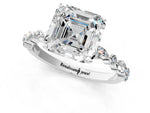 Asscher Cut Diamond Solitaire Ring in White gold with Shared Prong Marquise and Round Side Stones_13