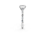 Asscher Cut Diamond Solitaire Ring in White gold with Shared Prong Marquise and Round Side Stones_14