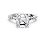 Asscher Cut Diamond Solitaire Ring in White gold with Shared Prong Marquise and Round Side Stones_36